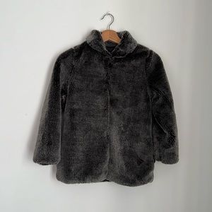 Lands End Kids Fur Pea Coat | size 10-12 | Winter Dress Coat | Silver Gray Coat